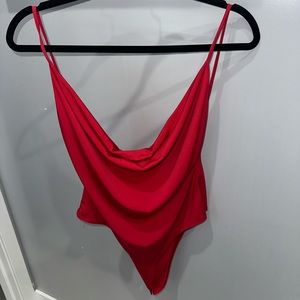Red Backless Bodysuit